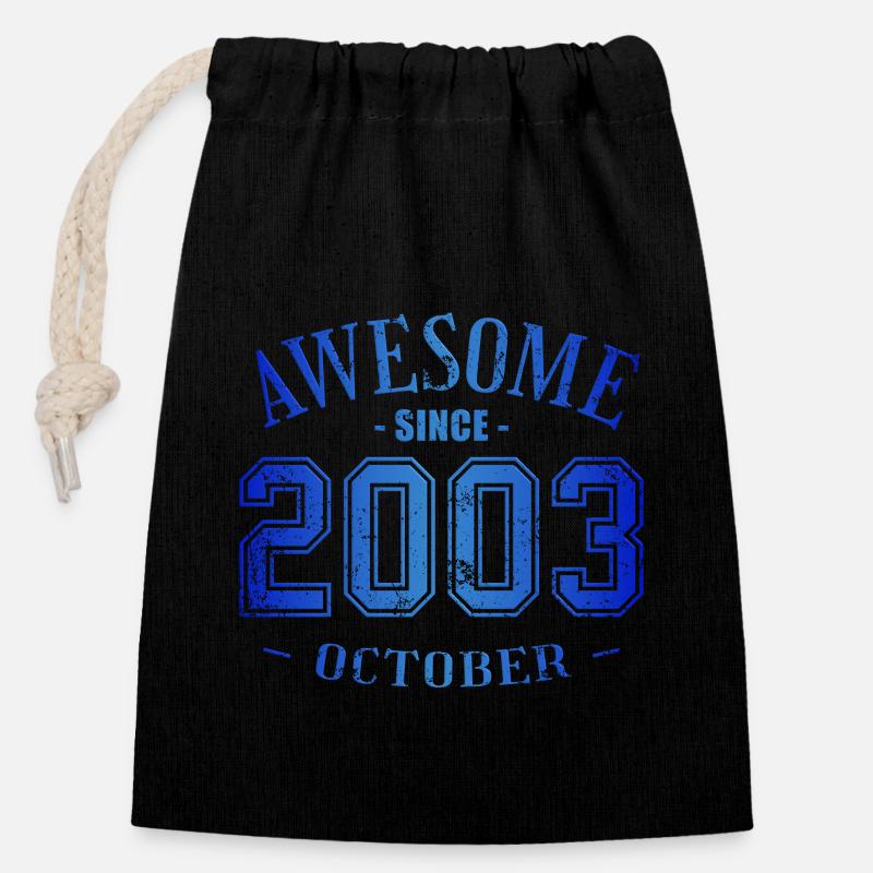 October 2003 - Birthday in October Awesome - Closable cotton gift bag (14x20cm) - black