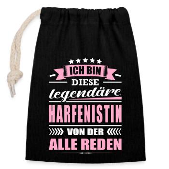 Ich Bin Diese Legendäre Harfenistin Harfenist - Verschließbarer Geschenkbeutel aus Baumwolle (14x20cm) - Schwarz - Vorne