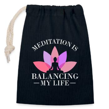 Meditation Is Balancing My Life - Closable cotton gift bag (14x20cm) - navy - Front