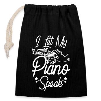Je laisse parler mon piano - Sac cadeau en coton avec cordon (14 x 20 cm) - noir - Devant