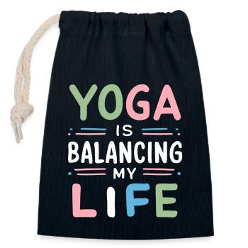 Le yoga équilibre ma vie - Sac cadeau en coton avec cordon (14 x 20 cm) - bleu marine - Devant