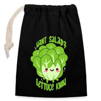 Salade - Sac cadeau en coton avec cordon (14 x 20 cm) - noir - Devant