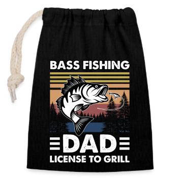Bass Fishing Dad - Lizenz zum Grillen - Verschließbarer Geschenkbeutel aus Baumwolle (14x20cm) - Schwarz - Vorne