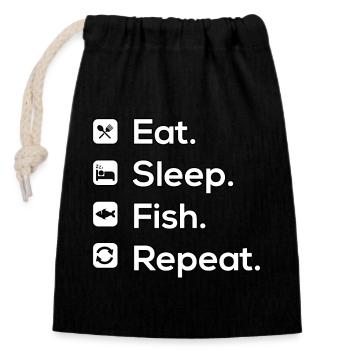 Mangez du poisson pour dormir - Sac cadeau en coton avec cordon (14 x 20 cm) - noir - Devant