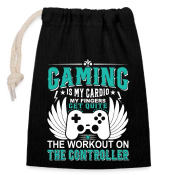 Gaming ist mein Cardio - meine Finger werden ziemlich wor - Verschließbarer Geschenkbeutel aus Baumwolle (14x20cm) - Schwarz - Vorne