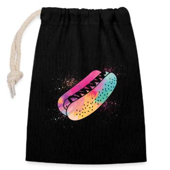 Hot-dog Adulte Aquarelle - Sac cadeau en coton avec cordon (14 x 20 cm) - noir - Devant