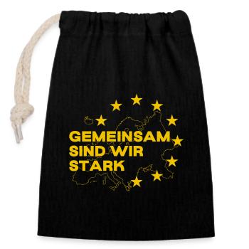 Europe - Ensemble, nous sommes forts - UE - Sac cadeau en coton avec cordon (14 x 20 cm) - noir - Devant