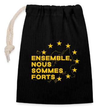 Europe - Ensemble, nous sommes forts - UE - Sac cadeau en coton avec cordon (14 x 20 cm) - noir - Devant