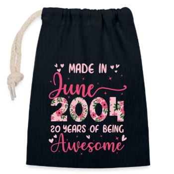 Juin 2004 Cadeau Anniversaire 20 Ans Pour Femme - Sac cadeau en coton avec cordon (14 x 20 cm) - bleu marine - Devant