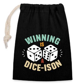 Board Game Geeks funny saying Dice Roll Pun - Closable cotton gift bag (14x20cm) - black - Front