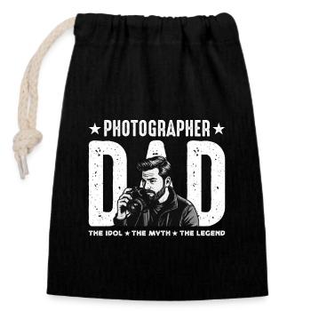 Photographer Dad The Idol The Myth Camera Lover - Verschließbarer Geschenkbeutel aus Baumwolle (14x20cm) - Schwarz - Vorne