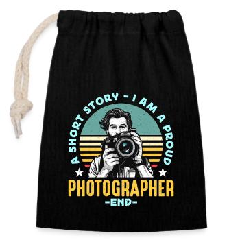 Photographer A Short Story I Am A Proud Cameraman - Closable cotton gift bag (14x20cm) - black - Front