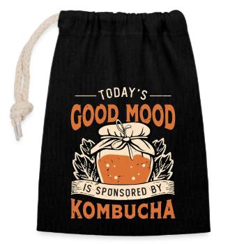 Le kombucha d’aujourd’hui est une boisson fermentée - Sac cadeau en coton avec cordon (14 x 20 cm) - noir - Devant