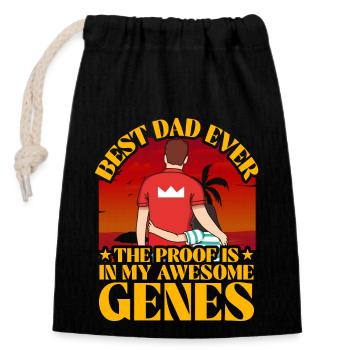 Best Dad ever the proof is in my awesome genes - Closable cotton gift bag (14x20cm) - black - Front