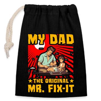 My Dad the original Mr. Fix-it - Closable cotton gift bag (14x20cm) - black - Front