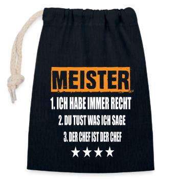 Meister - Verschließbarer Geschenkbeutel aus Baumwolle (14x20cm) - Navy - Vorne