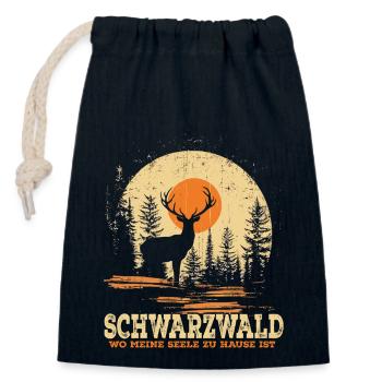 Black Forest Hiking Silhouette Deer - Closable cotton gift bag (14x20cm) - navy - Front