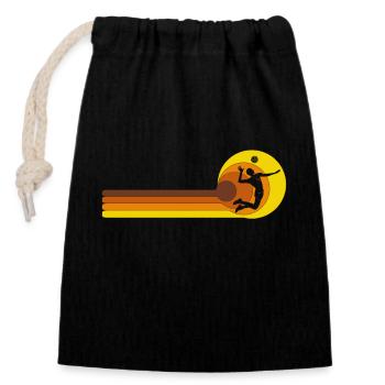 Ballon de volley-ball vintage Joueur de volley-ball - Sac cadeau en coton avec cordon (14 x 20 cm) - noir - Devant