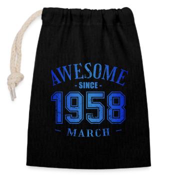 March 1958 - Geburtstag im März Awesome - Verschließbarer Geschenkbeutel aus Baumwolle (14x20cm) - Schwarz - Vorne
