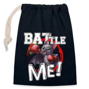 Battle Me Funny Boxing Bat Cartoon Design - Verschließbarer Geschenkbeutel aus Baumwolle (14x20cm) - Navy - Vorne