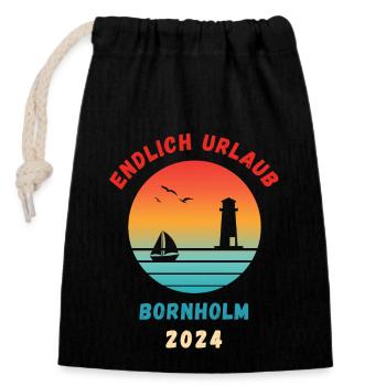 Bornholm Urlaub 2024 Ostsee Idee - Verschließbarer Geschenkbeutel aus Baumwolle (14x20cm) - Schwarz - Vorne