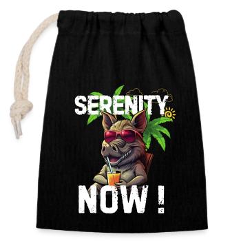 Sérénité Maintenant Relaxant Sanglier Drôle Tropical Plage - Sac cadeau en coton avec cordon (14 x 20 cm) - noir - Devant