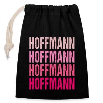 Hoffmann Retro Rosa Nachname Geschenkidee - Verschließbarer Geschenkbeutel aus Baumwolle (14x20cm) - Schwarz - Vorne