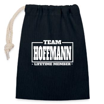 Team Hoffmann Geburtsname Nachname Geschenk - Verschließbarer Geschenkbeutel aus Baumwolle (14x20cm) - Navy - Vorne