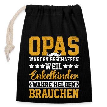 Opa Enkelkinder Lieblingsopa - Verschließbarer Geschenkbeutel aus Baumwolle (14x20cm) - Schwarz - Vorne