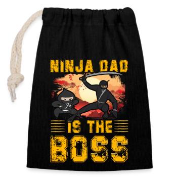 Ninja Dad est le chef - Sac cadeau en coton avec cordon (14 x 20 cm) - noir - Devant