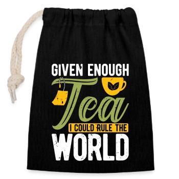 Hot Tea Given Enough Tea I Could Loves Hot Drink - Closable cotton gift bag (14x20cm) - black - Front