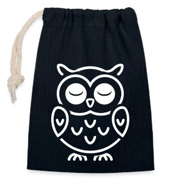 chouette - Sac cadeau en coton avec cordon (14 x 20 cm) - bleu marine - Devant