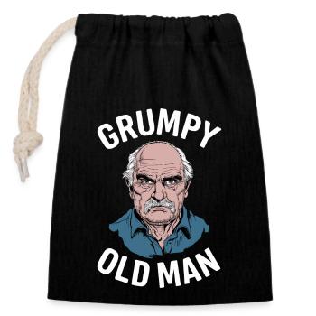 Grumpy Old Man Lustiger Spruch - Verschließbarer Geschenkbeutel aus Baumwolle (14x20cm) - Schwarz - Vorne