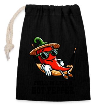 Chill like a hot pepper - Closable cotton gift bag (14x20cm) - black - Front