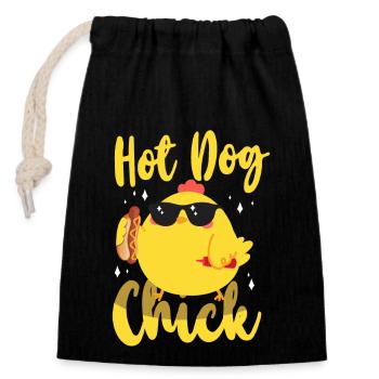 Hot Dog Adult Chicken Girl Hot Dog - Closable cotton gift bag (14x20cm) - black - Front