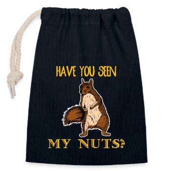Avez-vous vu mes noix Funny Squirrel Chipmunks Pun - Sac cadeau en coton avec cordon (14 x 20 cm) - bleu marine - Devant