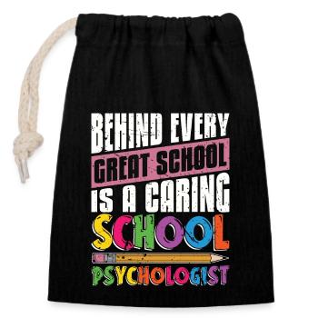 School Psych Behind Every Great School Counselor - Verschließbarer Geschenkbeutel aus Baumwolle (14x20cm) - Schwarz - Vorne