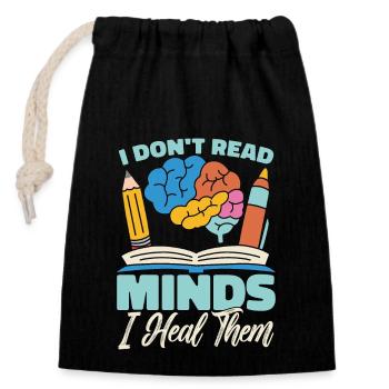 School Psych I Don't Read Minds School Counseling - Verschließbarer Geschenkbeutel aus Baumwolle (14x20cm) - Schwarz - Vorne