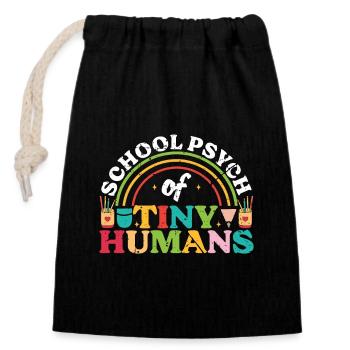 School Psych Of Tiny Humans Psychology Teacher - Verschließbarer Geschenkbeutel aus Baumwolle (14x20cm) - Schwarz - Vorne