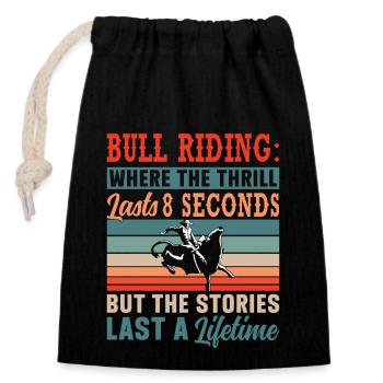 Bull Rider Rodeo Western Cowboy Bull Riding - Closable cotton gift bag (14x20cm) - black - Front