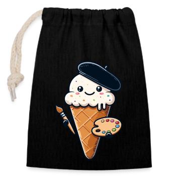 Picturesque Summer Delight Ice Cream - Closable cotton gift bag (14x20cm) - black - Front