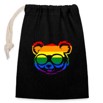 Panda LGBTQ Regenbogen - Verschließbarer Geschenkbeutel aus Baumwolle (14x20cm) - Schwarz - Vorne