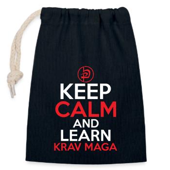 Keep Calm And Learn Krav Maga Training Martial Art - Closable cotton gift bag (14x20cm) - navy - Front