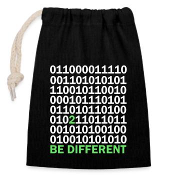 Binary Code Be Different - Closable cotton gift bag (14x20cm) - black - Front
