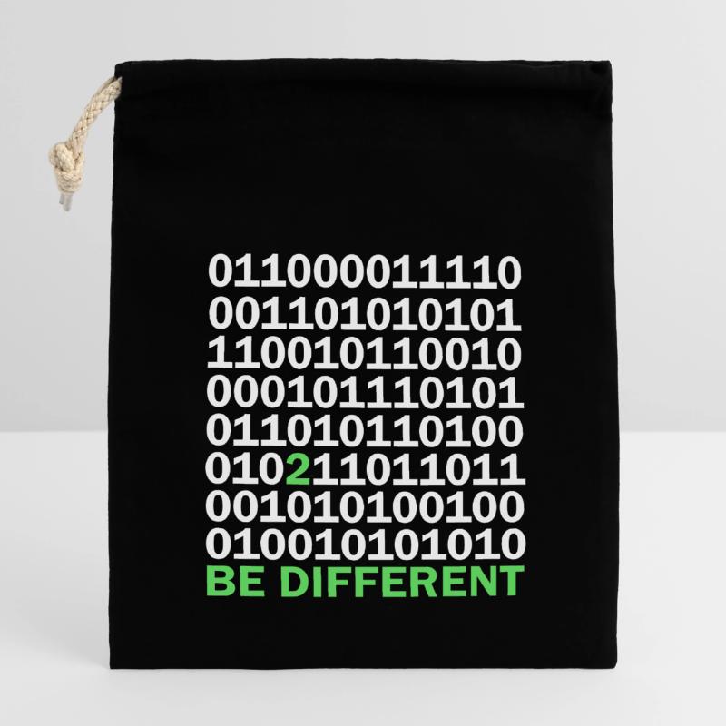 Binary Code Be Different Closable cotton gift bag (14x20cm)
