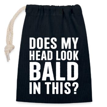 Funny Bald Joke Does My Head Look Bald In This - Closable cotton gift bag (14x20cm) - navy - Front