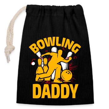 Bowling Papa - Verschließbarer Geschenkbeutel aus Baumwolle (14x20cm) - Schwarz - Vorne
