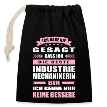 Industriemechanikerin Spruch Industriemeisterin - Verschließbarer Geschenkbeutel aus Baumwolle (14x20cm) - Schwarz - Vorne