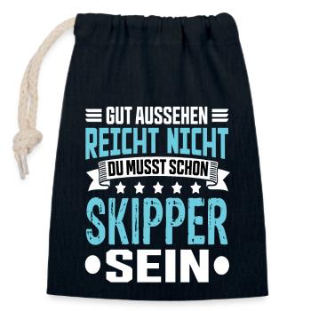 Skipper - Verschließbarer Geschenkbeutel aus Baumwolle (14x20cm) - Navy - Vorne