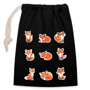 Little Foxes - Cute Foxes - Closable cotton gift bag (14x20cm) - black - Front